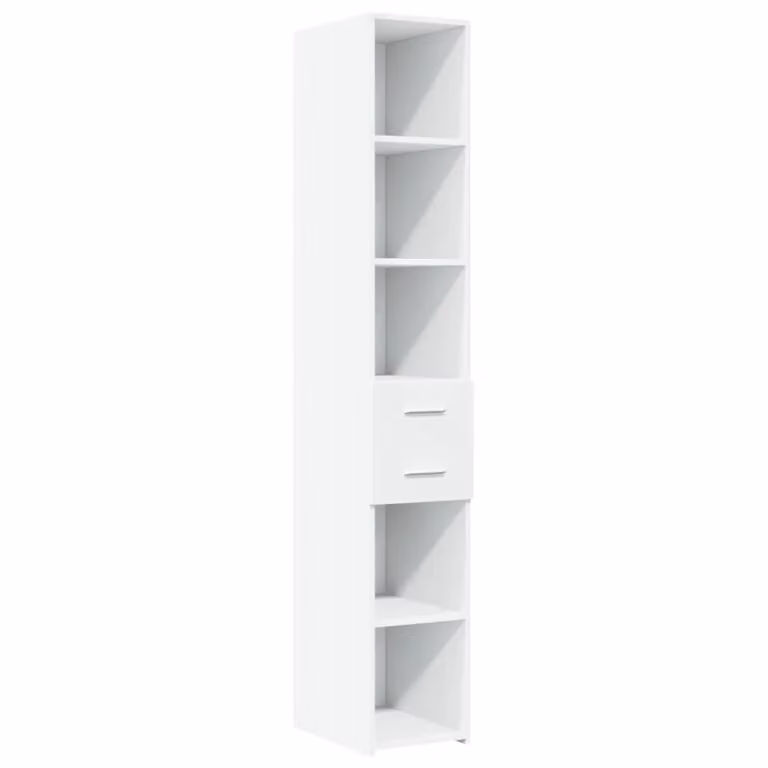 Berkfield Home Modern White Highboard in Engineered Wood, W/D/H: 30 x 42.5 x 185 cm