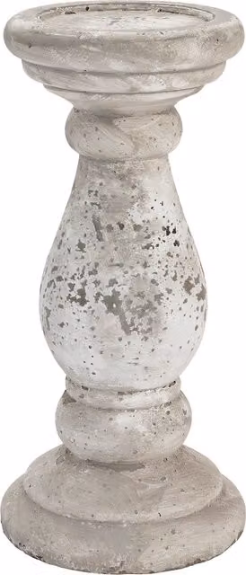 KDMK Modern Round Stone Ceramic Taper Candle Holder for Tabletop in Grey, Brown or White