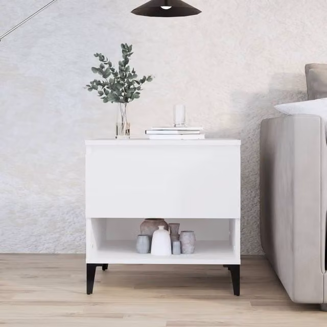 Berkfield Home White Side Table, W/D/H: 50 x 46 x 50 cm