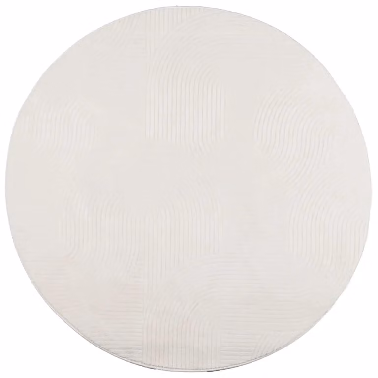 Berkfield Home IZA Round Short Pile Scandinavian Style Rug in Cream and Beige, Diameter: 100 cm
