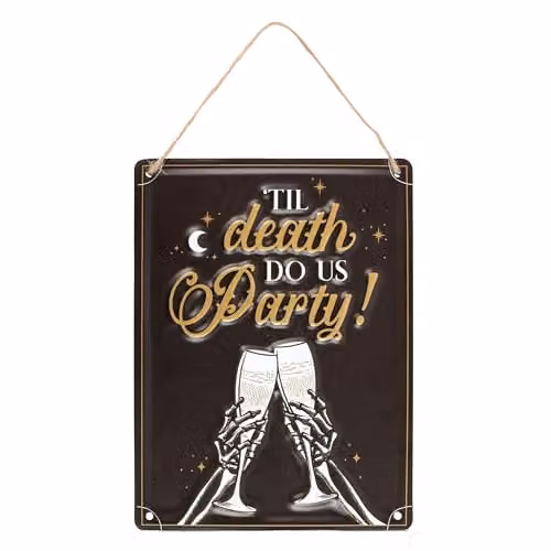 KDMD Til Death Do Us Party Champagne Hanging Metal Sign in Brown – 4