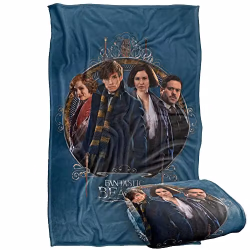 Warner Bros. Fantastic Beasts Where To Find Them Super Soft Silky Feel Fleece Blanket, Multicolour – 1