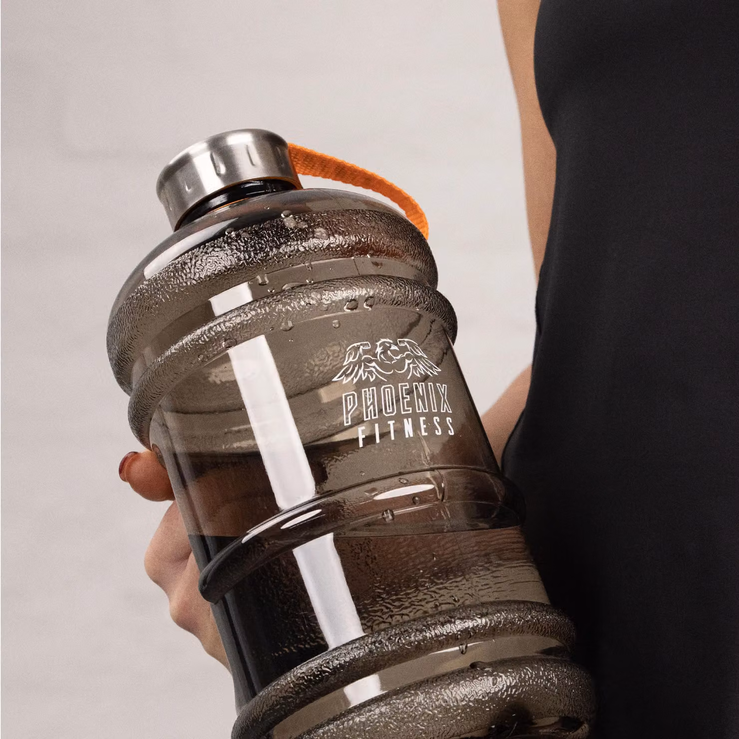 Phoenix Fitness 2L Leakproof Water Bottle with Carry Handle in Black or Grey – 3