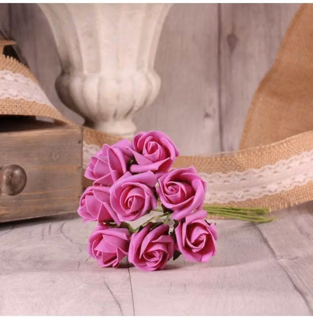 KDMD 4 Pack of Dusky Pink Foam Tea Rose Buds for Wedding Tabletop Decor