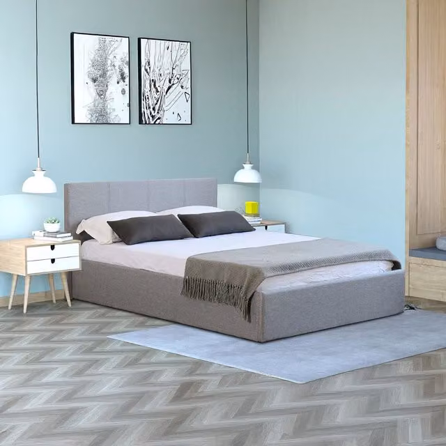 Home Treats Single Upholstered Hybrid Ottoman Storage Bed in Grey