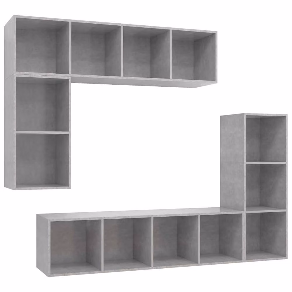 Berkfield Home Practical 4 Piece TV Cabinet Set in Concrete Grey Matt MDF – 3
