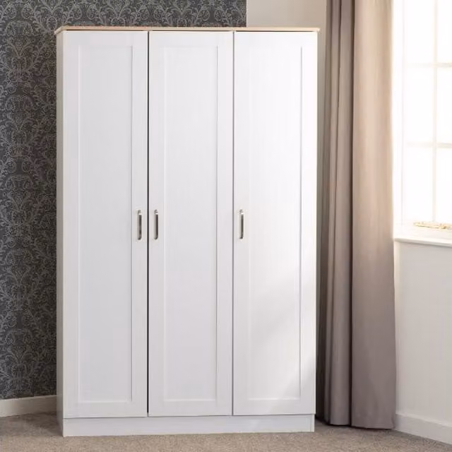 Seconique Portland 3 Door Wardrobe in White