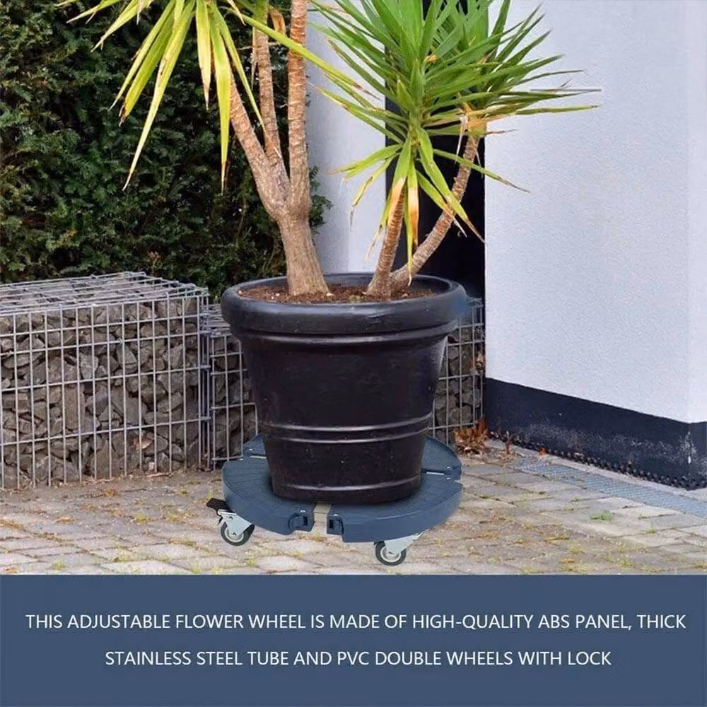 KORVIXA Blue Plastic Plant Pot Trolley Mover Stand on Wheels – 5
