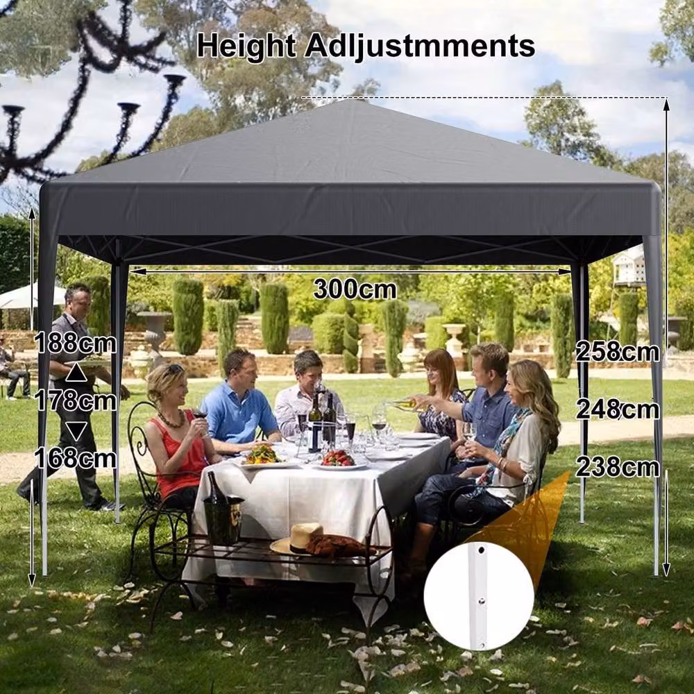 Kelvenix Pop up Gazebo Marquee Tent, Grey, W/D/H: 300 x 300 x 258 cm – 2