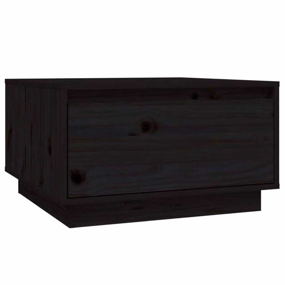 Berkfield Home Decorative Black Solid Wood Pine Coffee Table W: 56 cm, D: 56 cm, H: 32 cm – 3