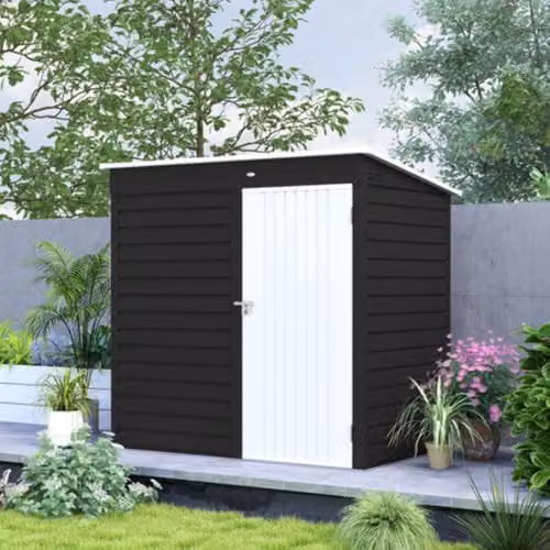 Outsunny Modern Pent Metal Garden Shed in Grey with Lockable Door – 5