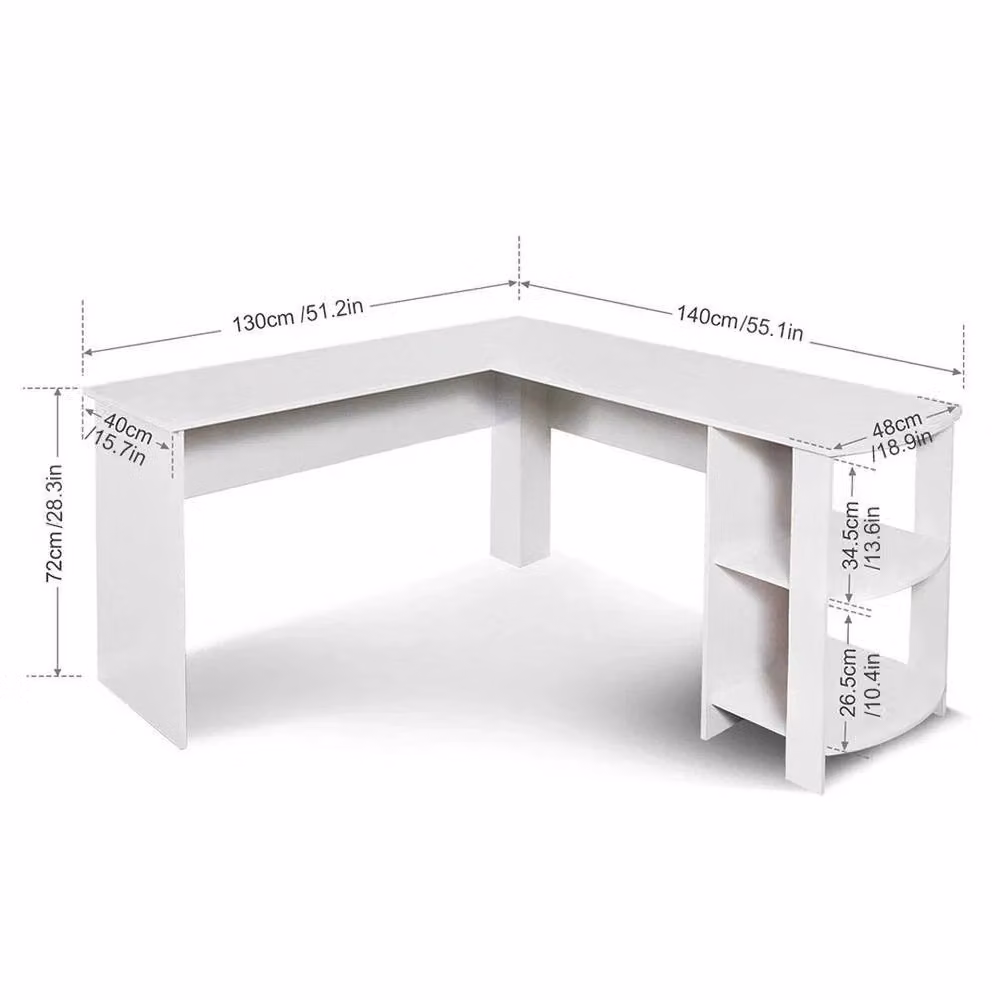 EONLION White L-Shaped Corner Office Desk for Home Office, W: 100 cm, H: 72 cm – 2