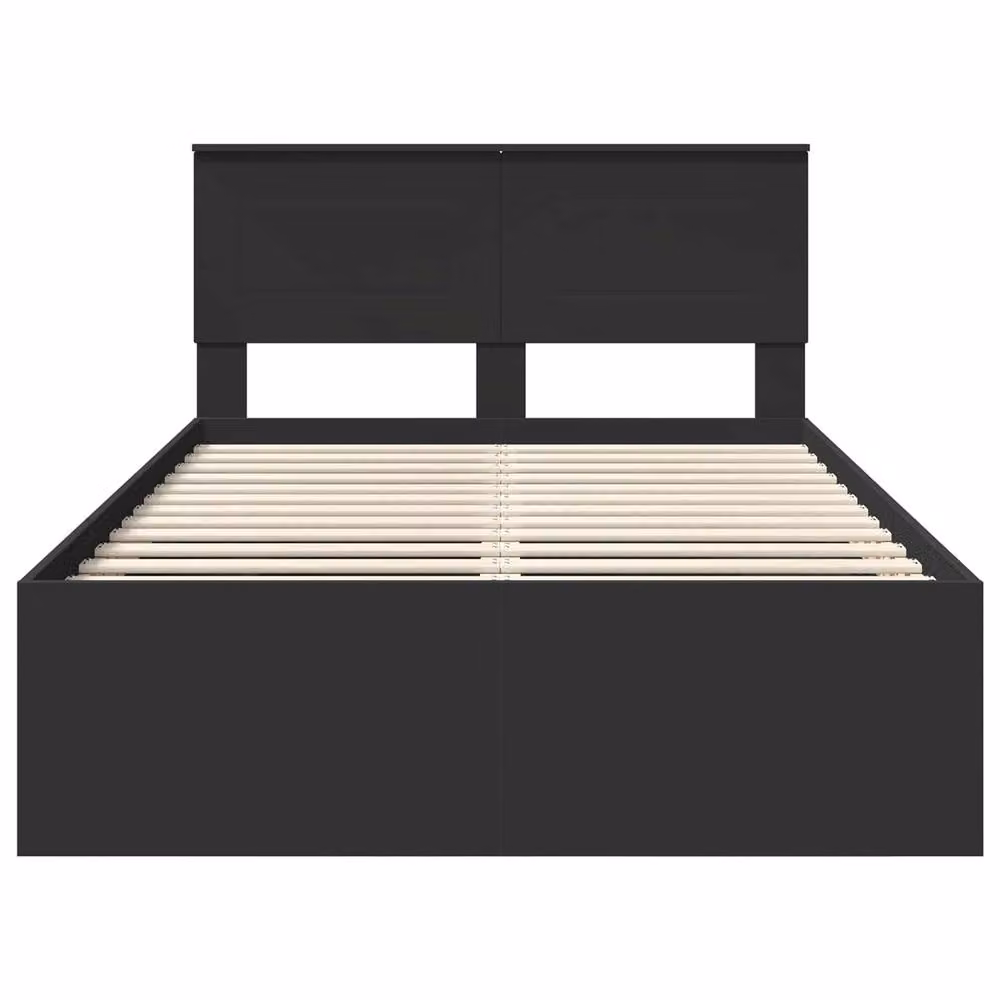 Berkfield Home Modern Bed Frame with Headboard in Black, MDF, W: 120 cm, H: 123 cm – 3