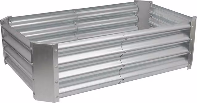 Harbour Housewares Raised Rectangular Bottomless Garden Bed, Galvanised Steel Planter in Silver, W/D/H: 120 x 60 x 30 cm – 1