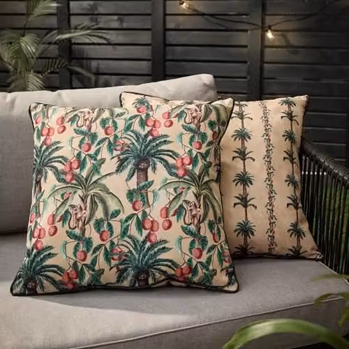 Furn Monkey Palm Striped Outdoor Decorative Cushion in Beige, W/D/H: 45 x 45 x 45 cm – 4