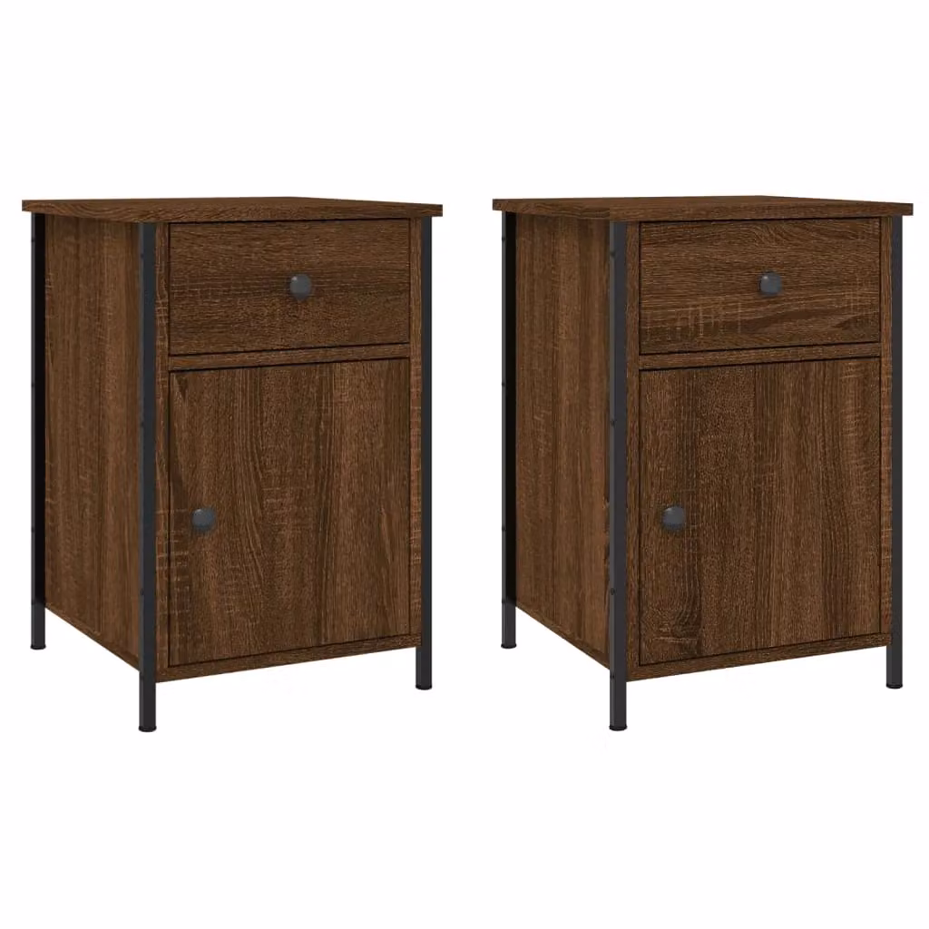 Berkfield Home Set of 2 Brown Oak Bedside Cabinets, W/D/H: 40 x 42 x 60 cm – 1