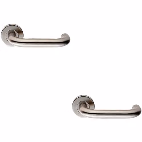 Loops 2 Pack 19mm Round Bar Safety Handle on Round Rose in Brushed Silver Stainless Steel with Concealed Fixings