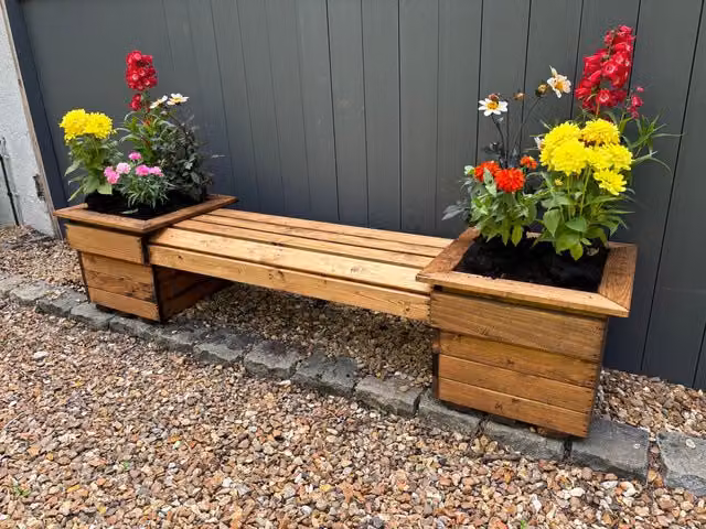 Charles Taylor Trading Knights Double Planter Bench in Brown Wood