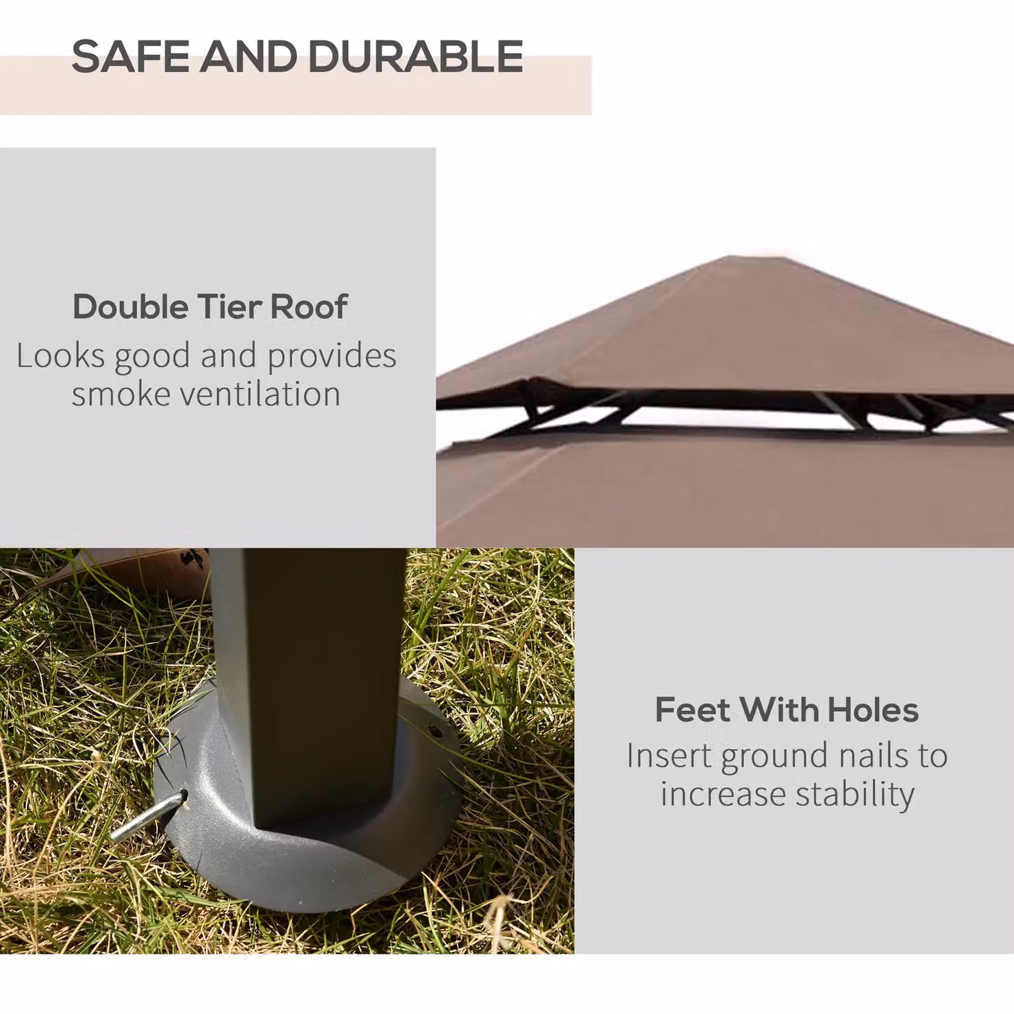 Outsunny Double-tier BBQ Gazebo Shelter in Brown – 3