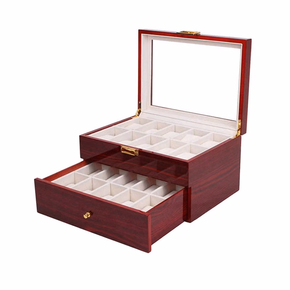 FORGEVIO Red Wood Watch Display Case and Jewelry Storage Box for 20 Watches – 2