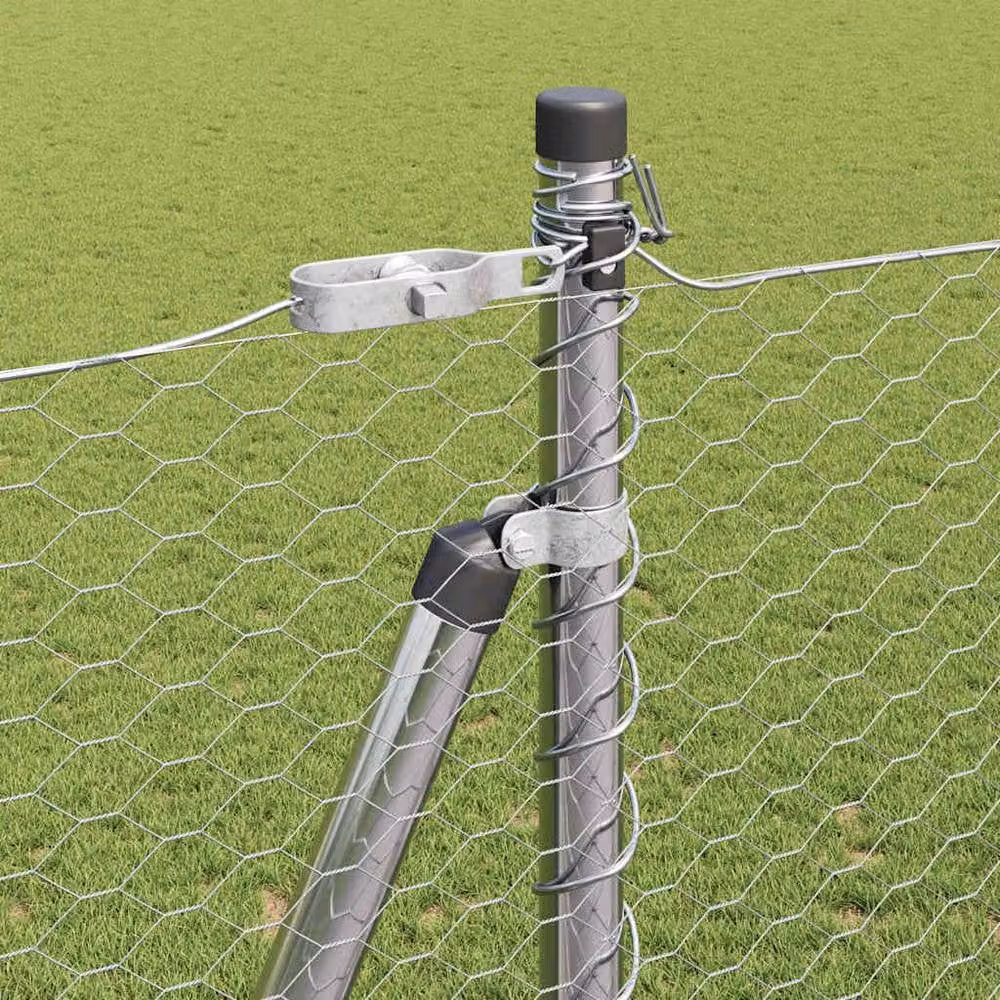 Berkfield Home Hexagon Fence in Silver Galvanised Steel, H: 160 cm x L: 50 m – 3