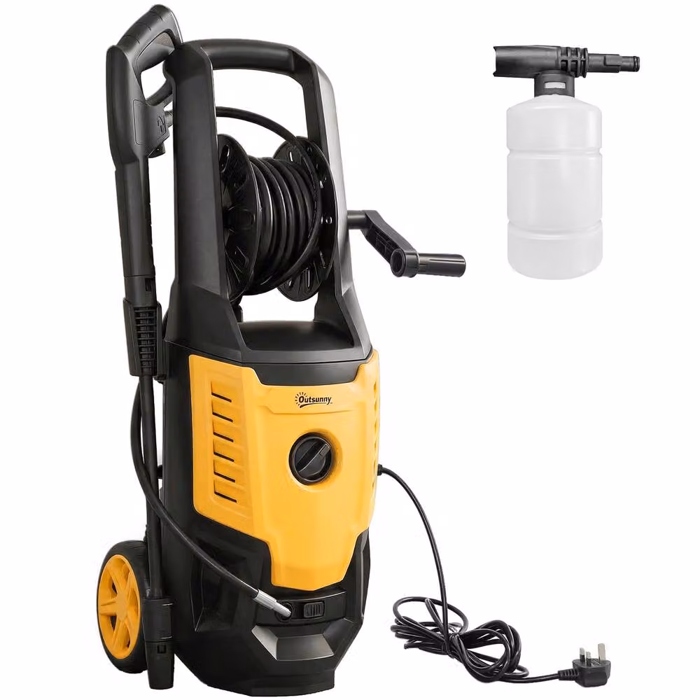 OUTSUNNY 2200W Power Washer with 170 Bar Pressure and Adjustable Nozzle in Yellow – 2
