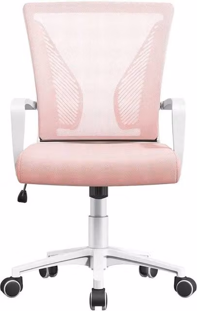 FLAVORA Pink Mesh Task Chair for Home Office with Armrests