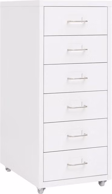 Berkfield Home Mobile Metal File Cabinet in White, W/D/H: 28 x 41 x 69 cm