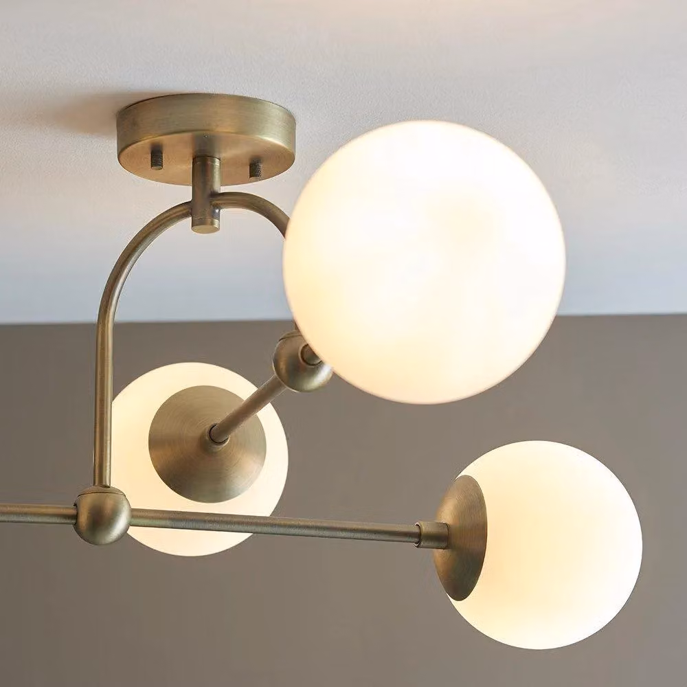 Netlighting COSENZA Dimmable 4 Light Semi Flush Ceiling Pendant in Yellow and Gold/Brass – 2