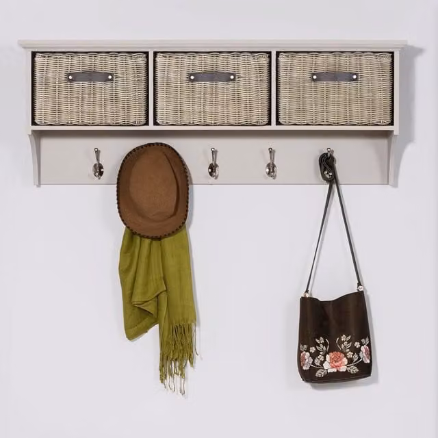 Tetbury Large Coat Rack with 3 Durable Storage Baskets in Truffle