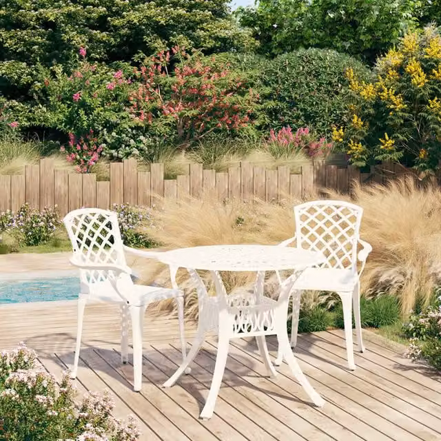 Berkfield Home 3 Piece Cast Aluminium Bistro Set in White