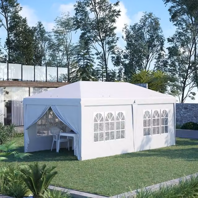 Outsunny White Pop Up Gazebo with Sides and Windows, W: 6 m, D: 3 m, H: 3 m