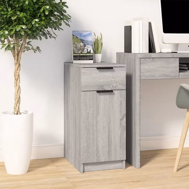 Berkfield Home Desk Cabinet in Grey Sonoma, W/D/H: 33.5 x 50 x 75 cm