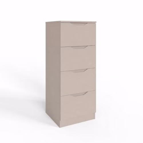 FWStyle Luno Putty 4 Drawer Tallboy Chest of Drawers in Beige and Green, W/D/H: 40 x 40 x 99 cm – 1