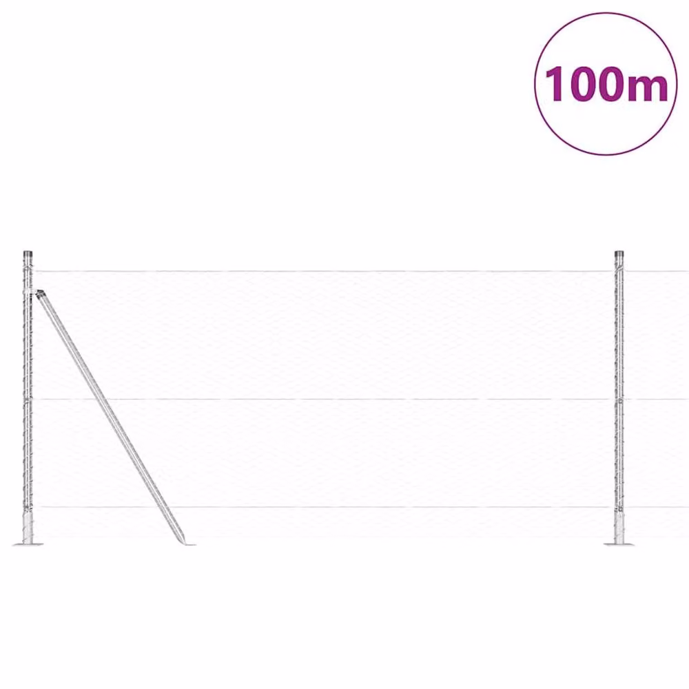 Berkfield Home Hexagon Fence in Silver Galvanised Steel, 0.8 x 100 m – 2