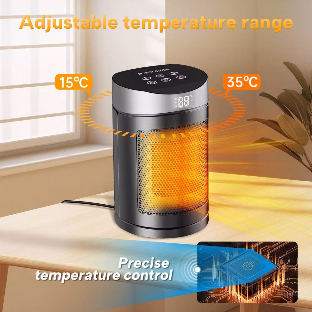 Leaper Ceramic Fan Electric Heater with Touch Screen and Remote Control, 1500W, Black – 3