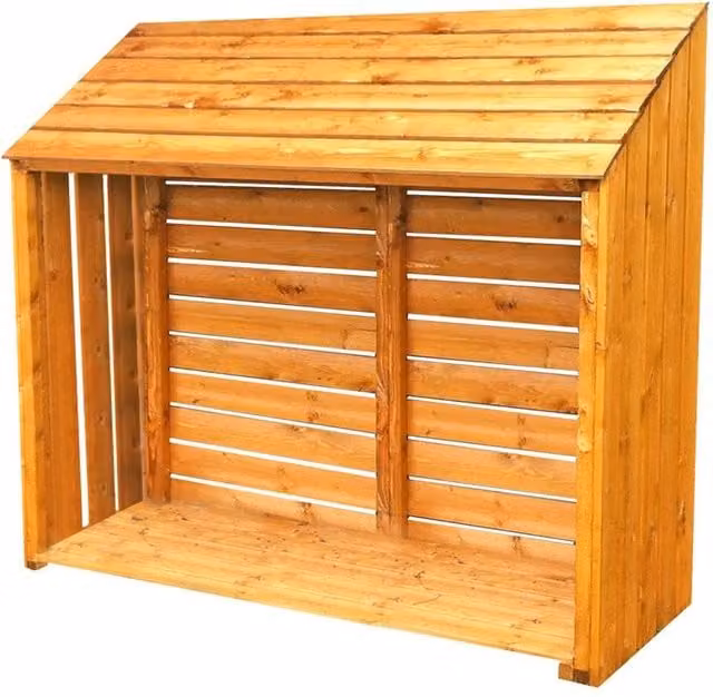 Shires Small Rustic Wood Garden Log Store in Light Tan