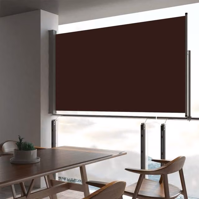 Berkfield Home Brown Retractable Side Awning with Manual Pull Mechanism, W: 140 cm x D: 300 cm