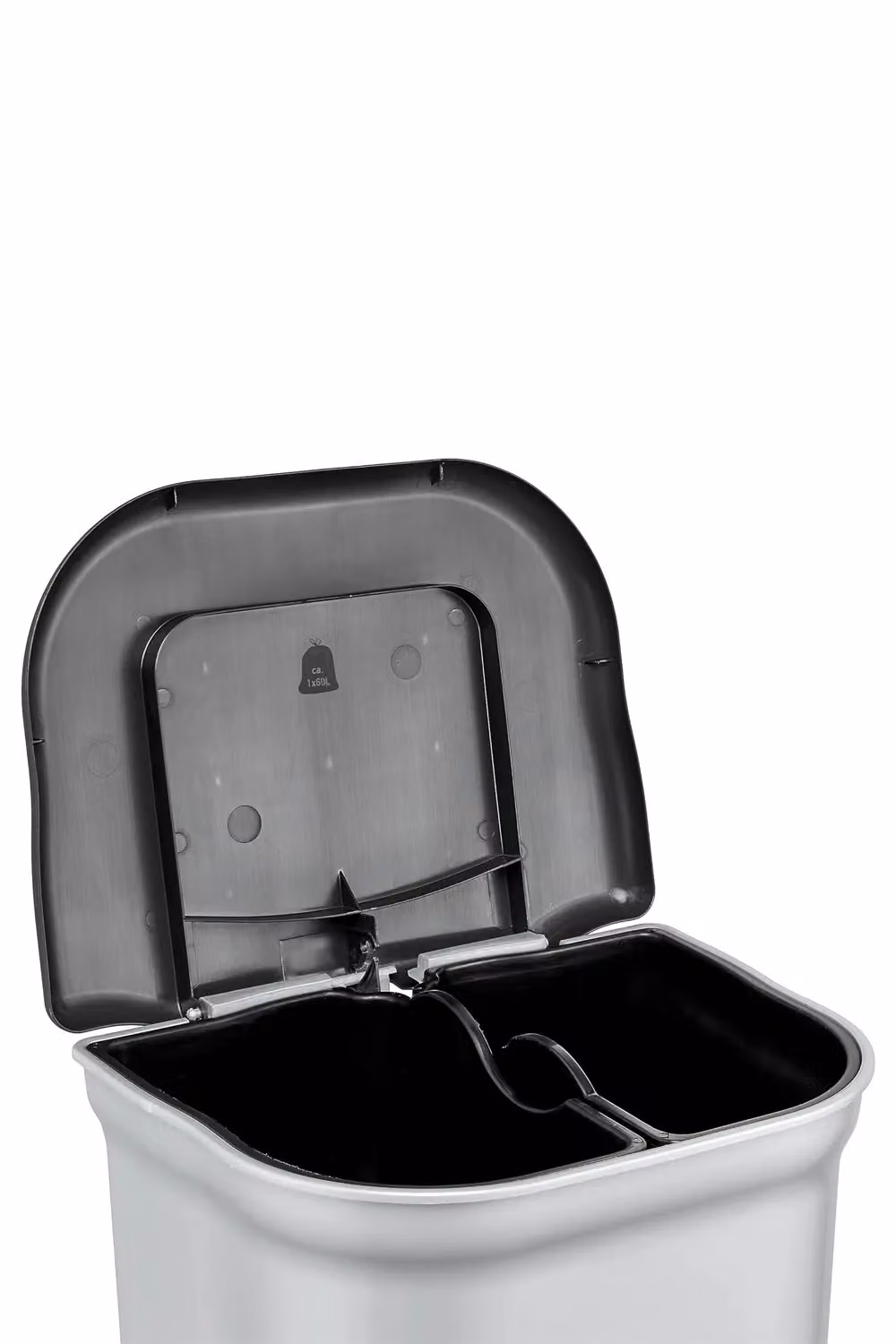 Keeeper Torge Silver Pedal Bin with 2 Waste Compartments and Removable Inner Buckets – 4