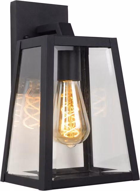 Lucide MATSLOT Black Rustic Outdoor Wall Lantern with Glass, H 30.5 x W 16.5 x D 16.5 cm, E27 – 4
