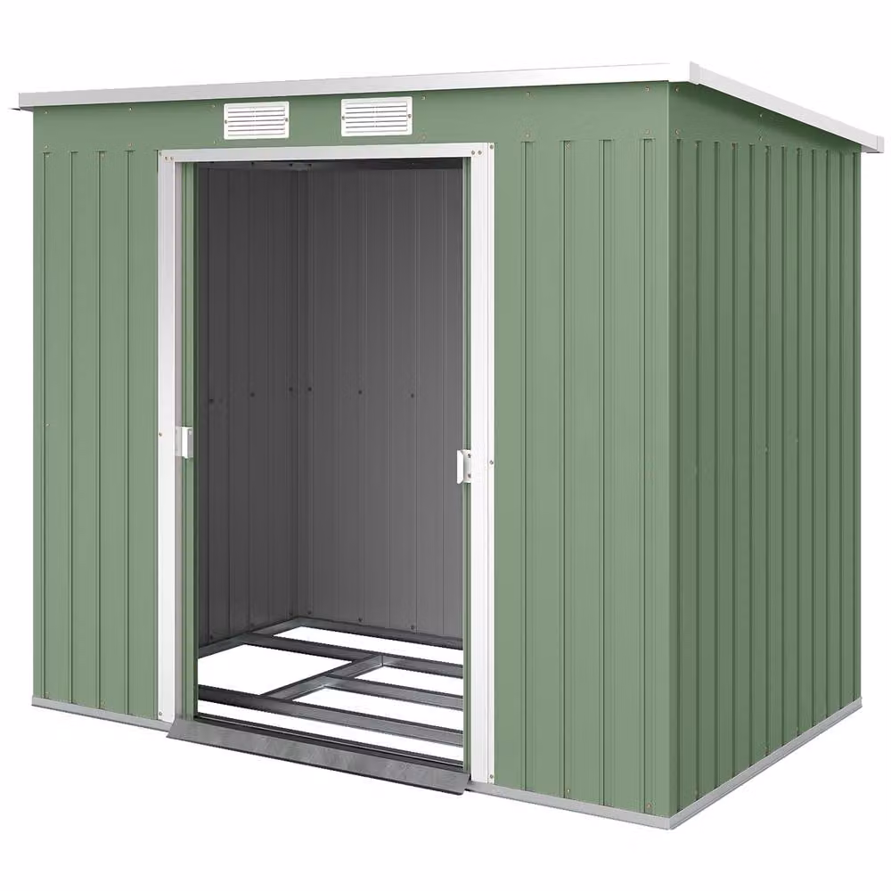 STILVORA Modern Green Steel Garden Shed with Foundation Kit and Double Doors, Height: 213 cm, Width: 213 cm, Depth: 119 cm – 3