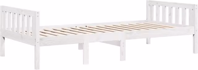 Berkfield Home Durable Childrens Solid Wood Bed in White W/D/H: 80 x 200 cm