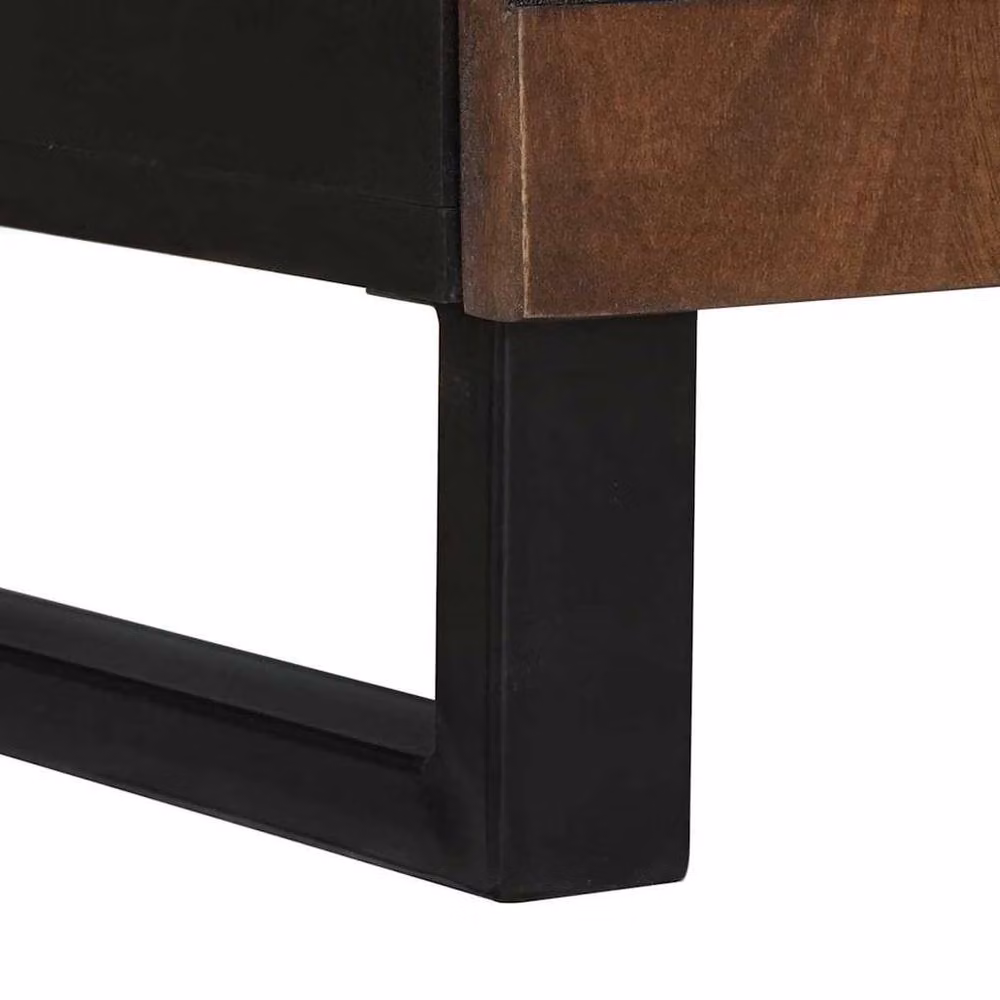 Berkfield Home Modern Bedside Cabinet in Brown Solid Walnut, W/D/H: 50 x 33 x 60 cm – 5