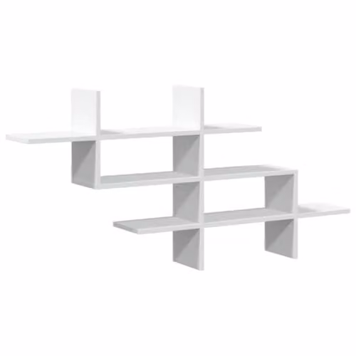 vidaXL Wall Mounted Shelf in White MDF, W/D/H: 124.5 x 18 x 60.5 cm