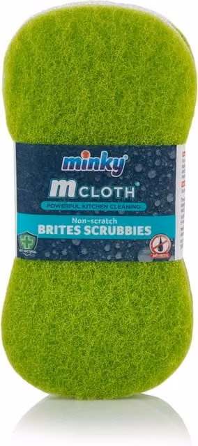 Minky M Cloth Non Scratch Brites Scrubbies in Green, Orange and Pink