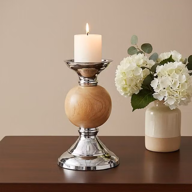 Orsina Hampstead Small Pillar Candle Holder in Brown and Beige – 2