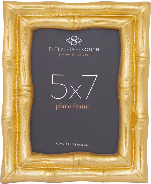 Orsina Hiba Gold Finish Bamboo Effect Rectangular Single Photo Frame, Gold