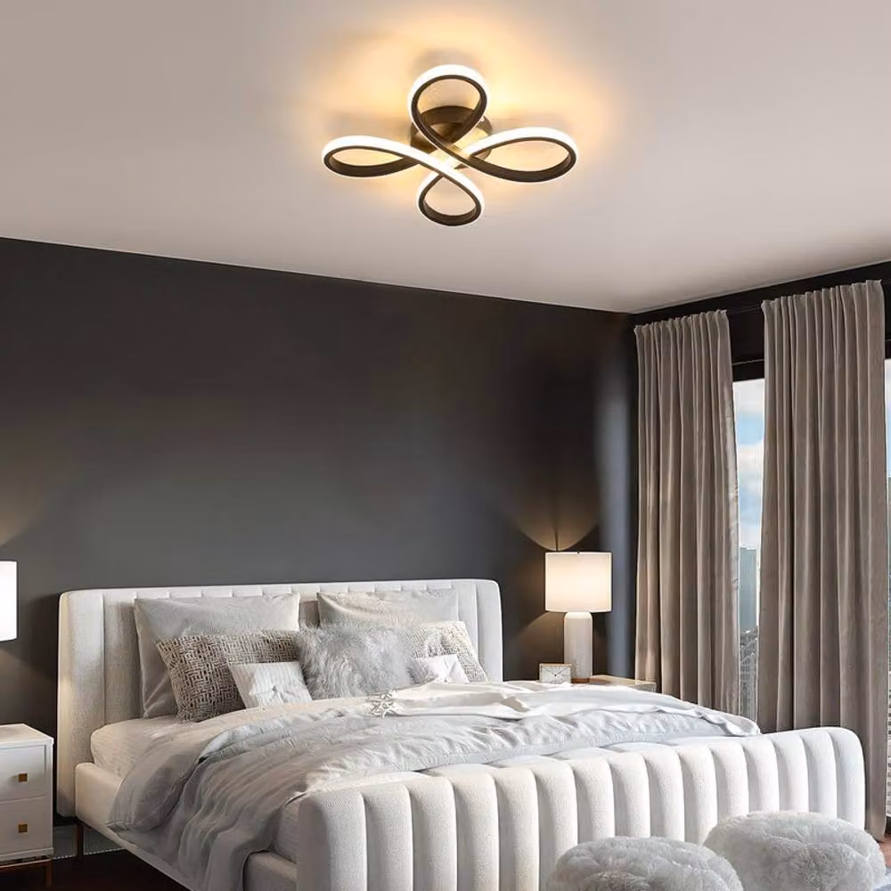 COMELY Modern 30W LED Ceiling Light in Black with 3000K Warm White Light – 3