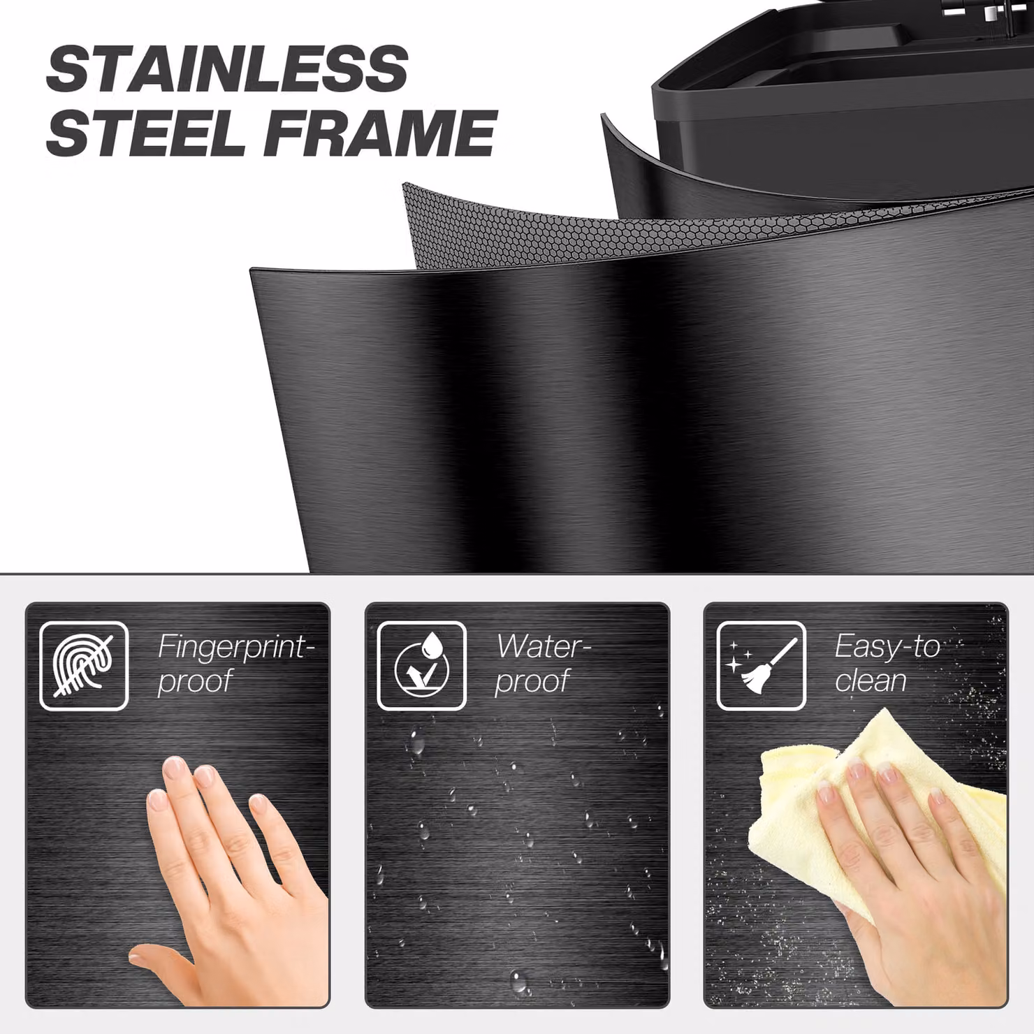 HOMCOM 40L Dual Compartment Stainless Steel Pedal Bin with Odour Filter and Removable Inner Buckets, Glossy Black – 6