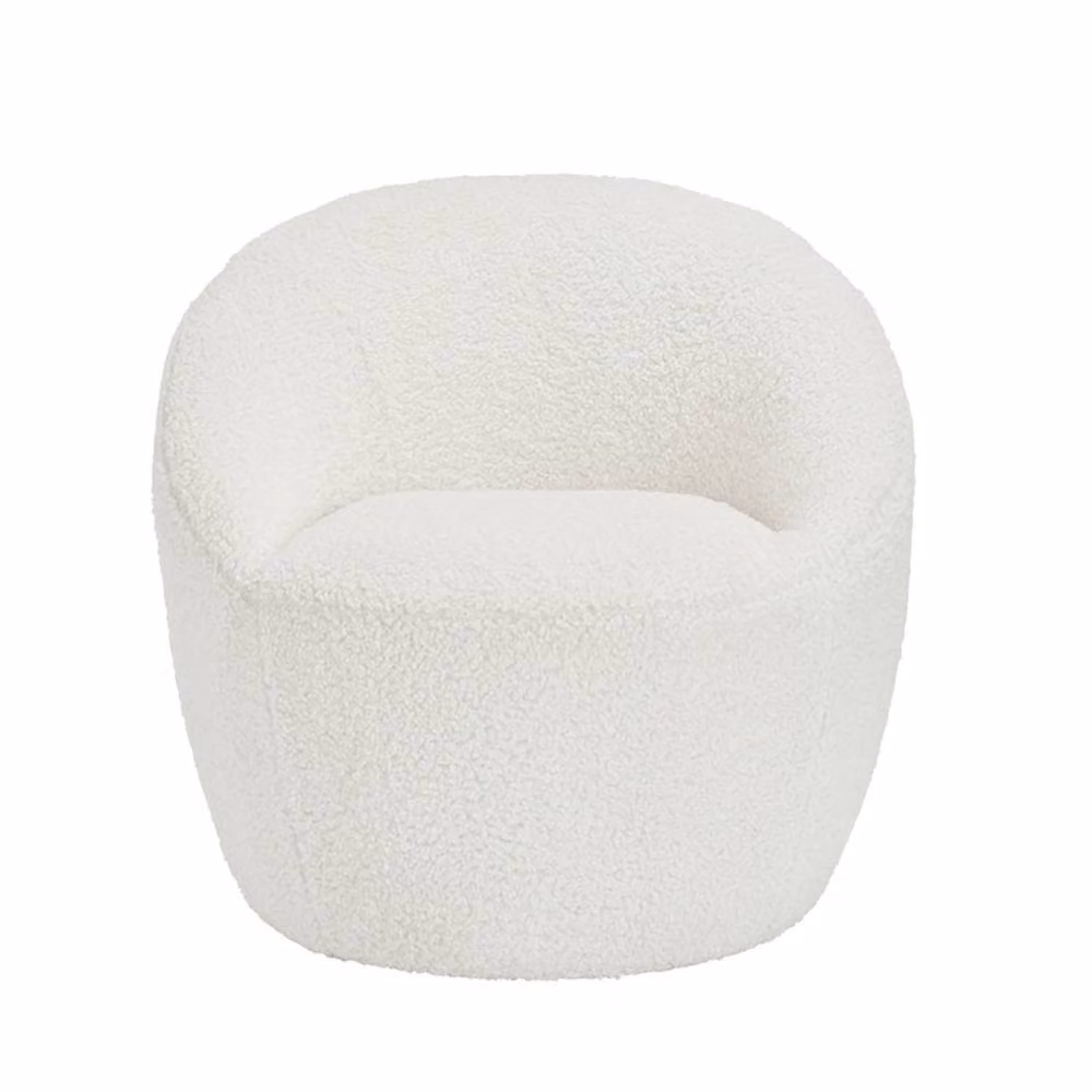 Wyld Haus Cobh White Bouclé Round Armchair – 2